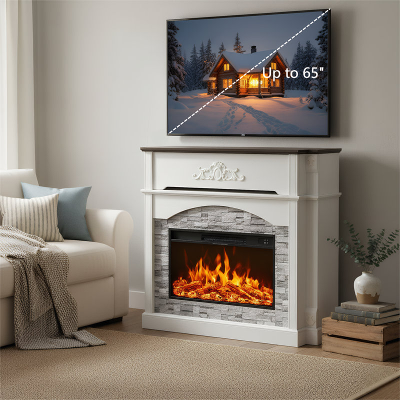 51" Electric Fireplace With Mantel