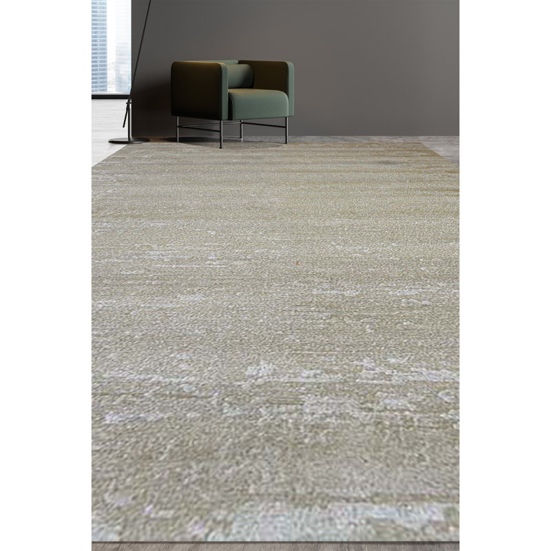 Hand Woven Cotton and Silk Area Rug, Rectangle 6' x 9'
