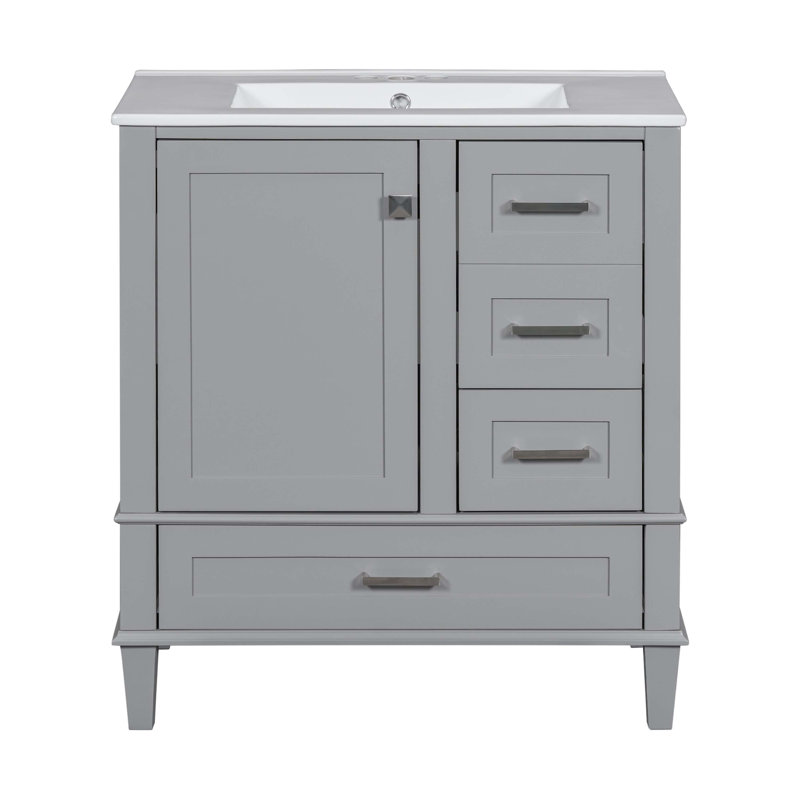 30" Bathroom Vanity, Modern Bathroom Cabinet with Sink Combo Set, Gray