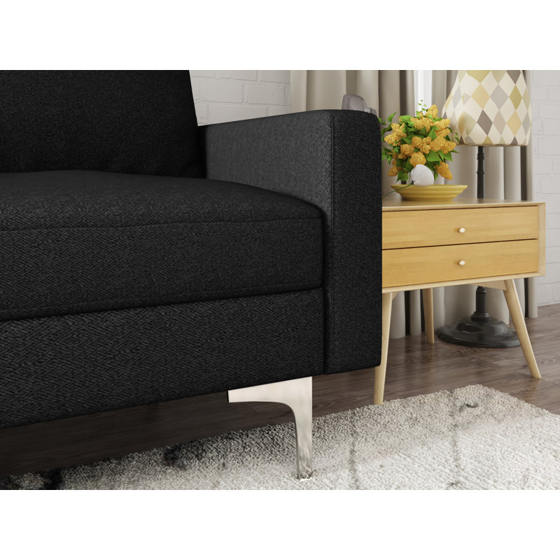 Canapé à accoudoirs carrés 70 po Georgeanna, 100% polyester beige, H 33 po x l 70 po x P 30 po