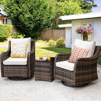 Ensemble de mobilier d'extérieur 3 pièces, brun