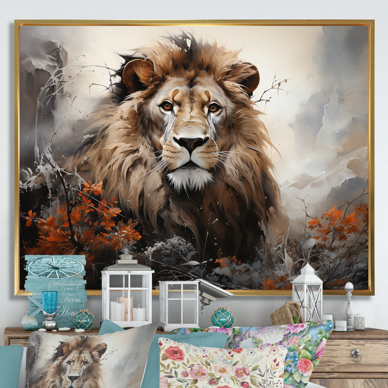 Élémentaire harmonie du lion - impression, 24" H x 32" W, Silver Picture Framed