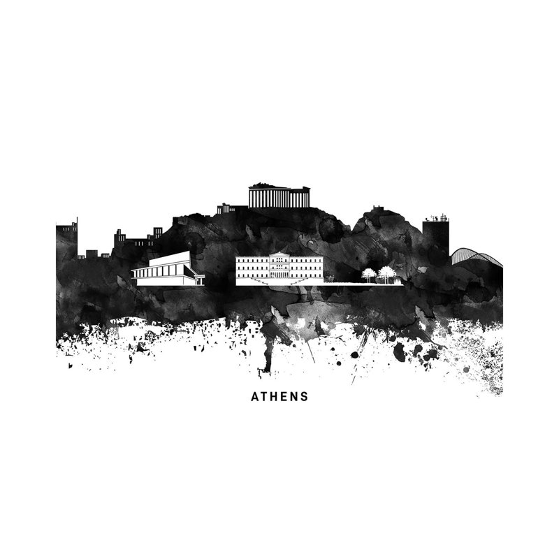 Athens Skyline 1 Piece Wrapped Canvas Painting, 20.32 cm H x 30.48 cm W