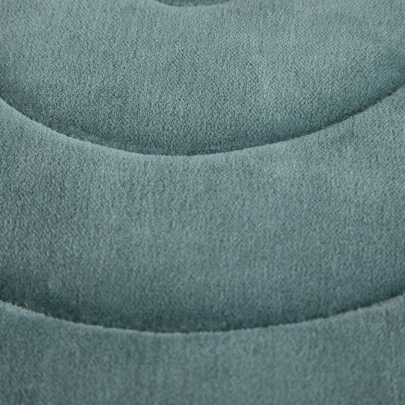 Pouf rond en velours turquoise avec détails surpiqués Vivienne, Velours turquoise