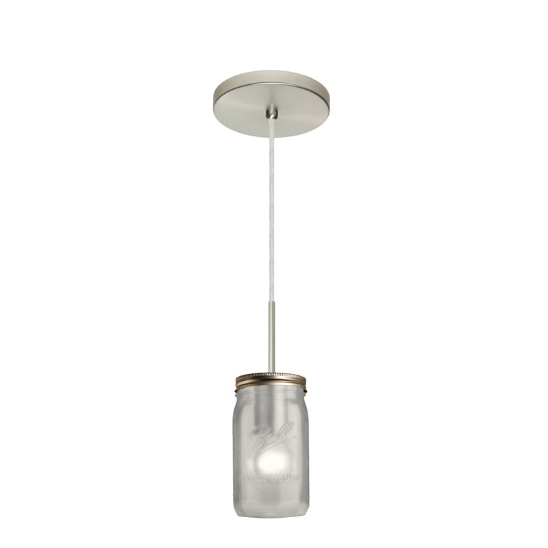 1 - Light Single Pendant, Satin Nickel, White