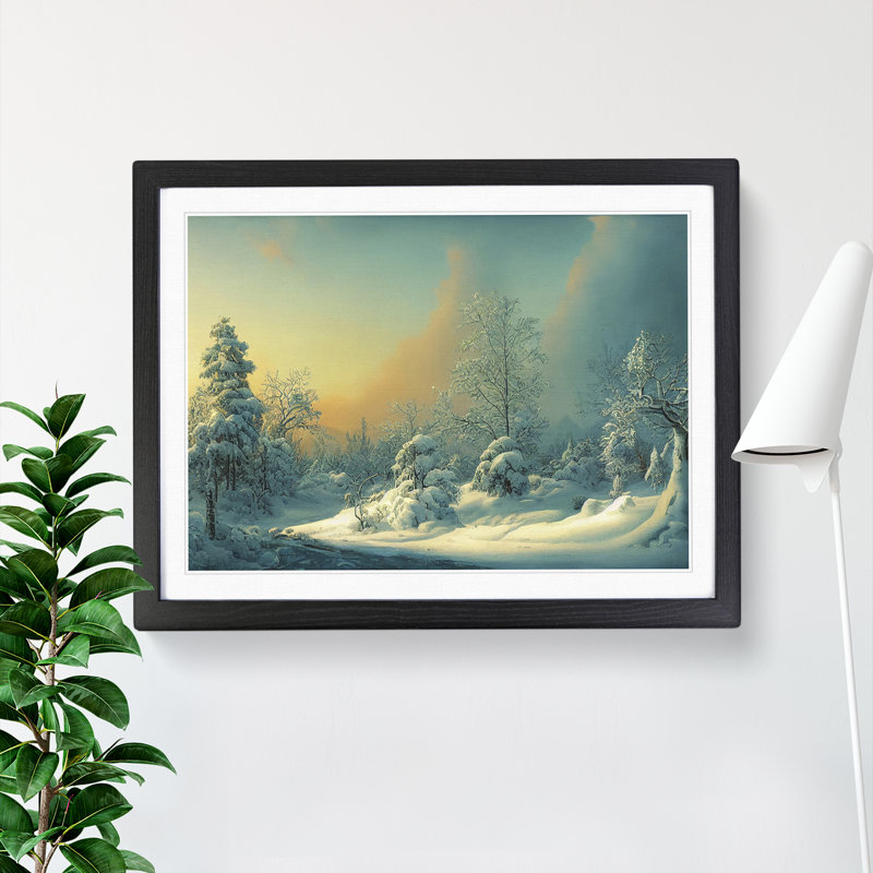 XH1022-7110X Powerful Winter Forest - Single Picture Frame Print, Black Framed, 46cm H x 64cm W x 2cm D