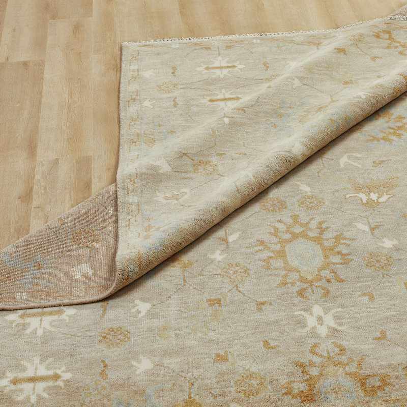Ember Beige Hand-Knotted Wool Oriental Area Rug, Rectangle 8' x 10'