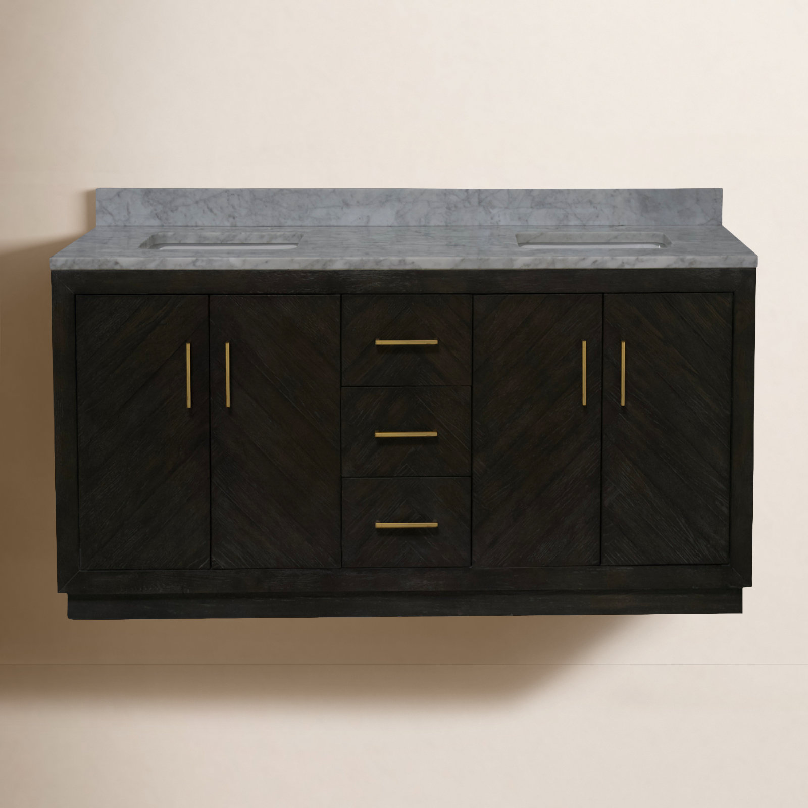Sadelle 72'' Double Bathroom Vanity, Dark Oak
