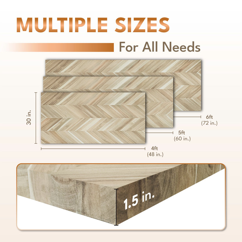 100% bois massif, 1,5 po d'épaisseur, pour comptoir à blocs de boucher Gladys Premium, H 1,5 po x l 48 po x P 30 po