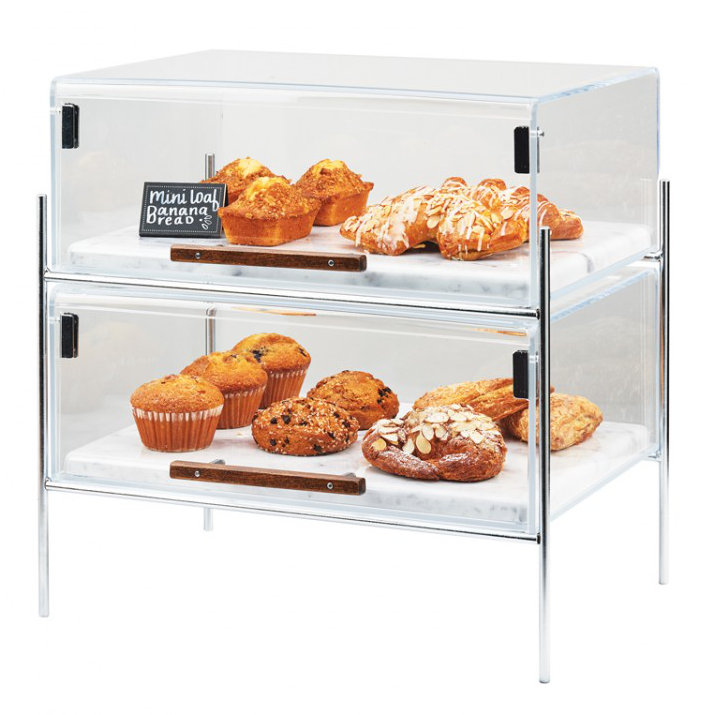 Étui à pâtisserie Mid-Century avec cadre, Chrome, H 18 po x l 19,5 po x P 13,5 po