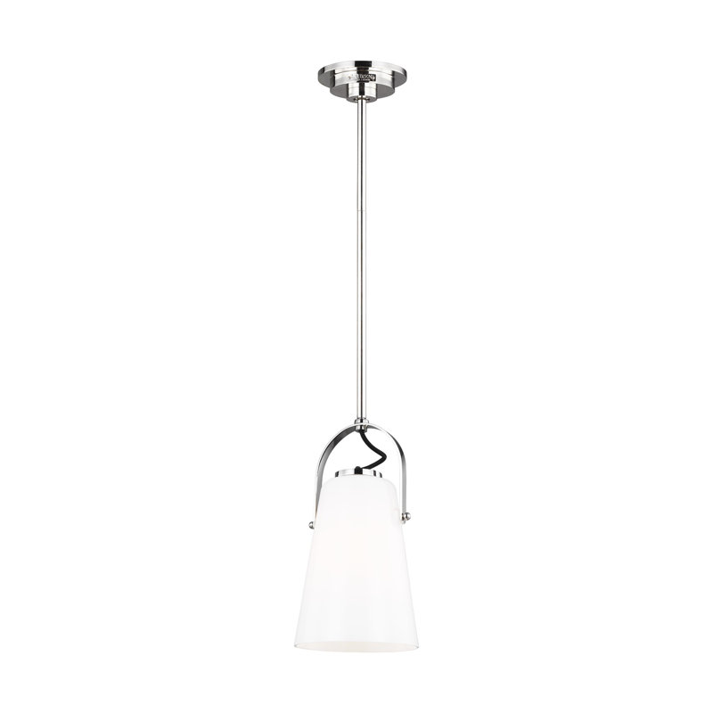 Luminaire suspendu 1 lumière Hazel, Nickel poli, H 11,375 po x l 6 po x P 6 po