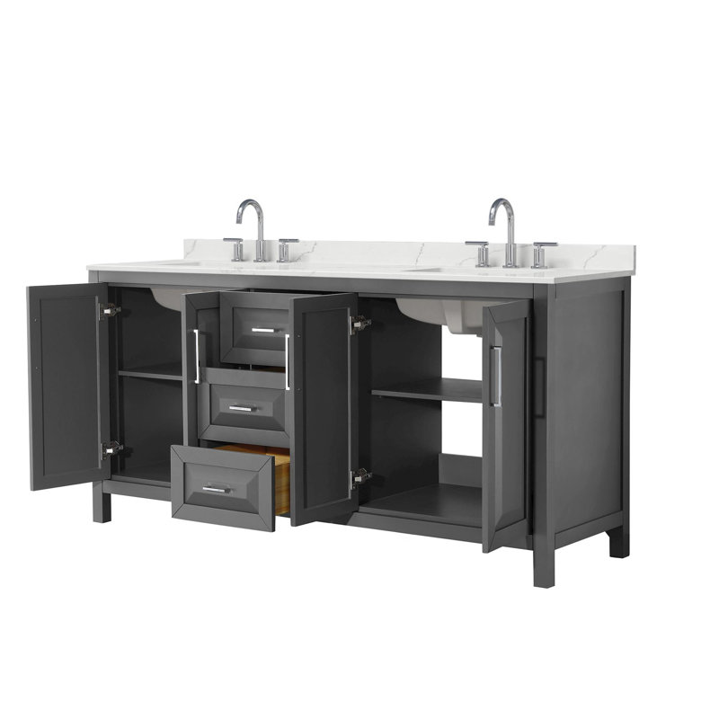 Daria 72'' W Vanity, Polished Chrome, Gray, Giotto Quartz