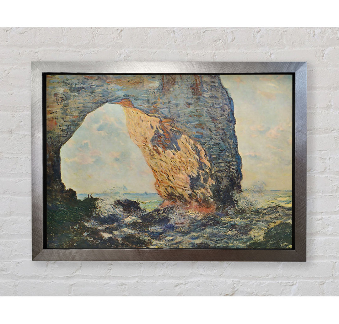 Die felsigen Klippen von Etretat La Porte Man 1 von Claude Monet - Einzelne Bilderrahmen Kunstdrucke