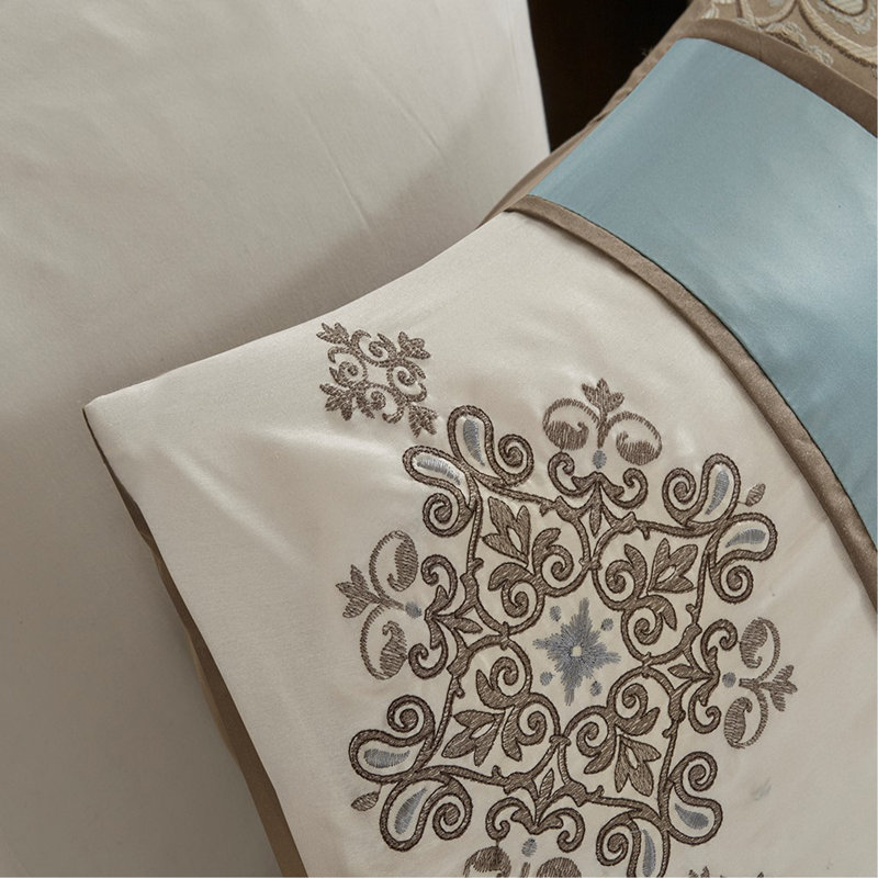 Ensemble d'édredon jacquard 7 pièces bleu grand