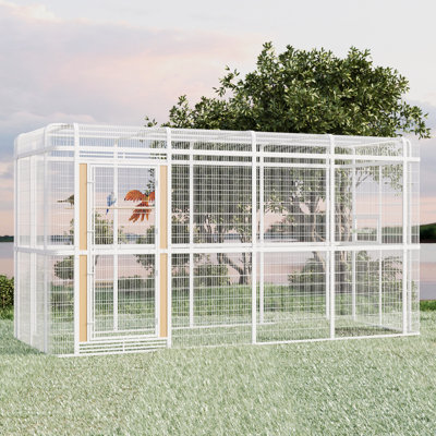 Très grande cage à oiseaux en métal avec perchoirs et tasses d'alimentation l 153,6 po x H 81,5 po