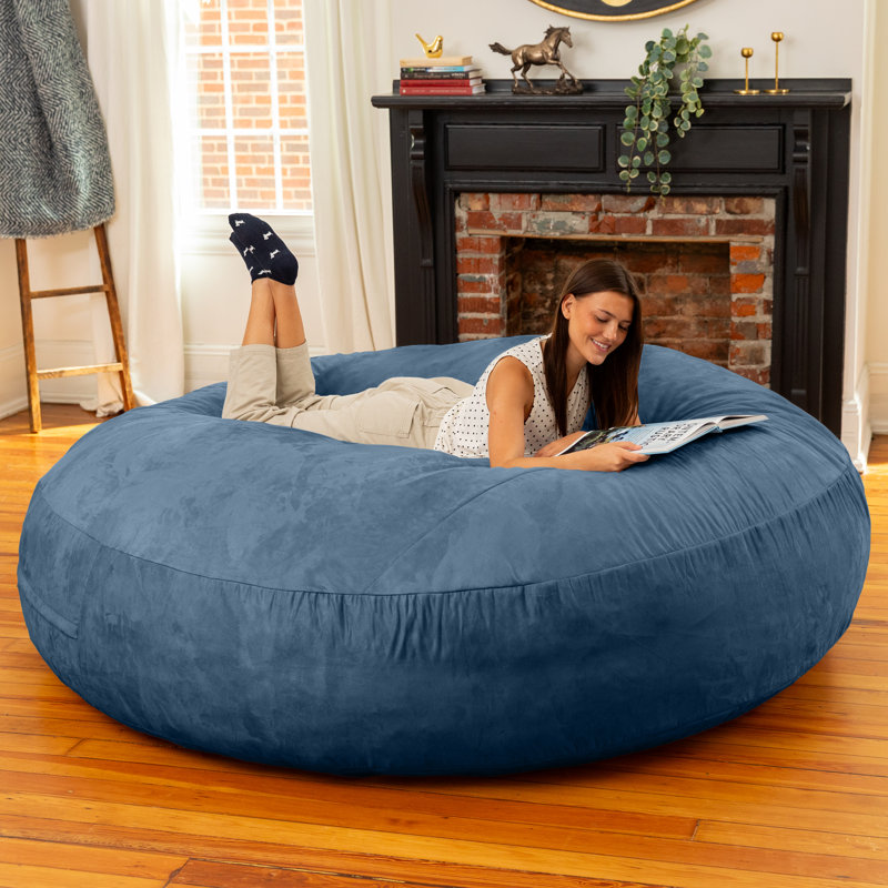 Jaxx 6 Foot Cocoon - 2-in-1 Convertible Bean Bag Bed & Large Bean Bag Chair for Adults , Navy Microsuede