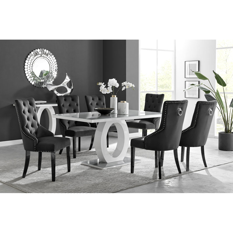 6 - Person Dining Set, Grey, Black