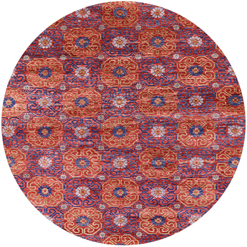 Tapis 100% Mid-Century moderne lavable à la machine 1528, Rond 8 pi