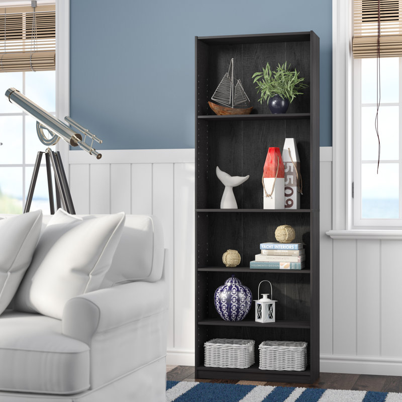 Bibliothèque standard H 71,1 po x l 24,4 po Sayef, Bois foncé, Dimensions avec cinq tablettes : H 71,1 po x l 24