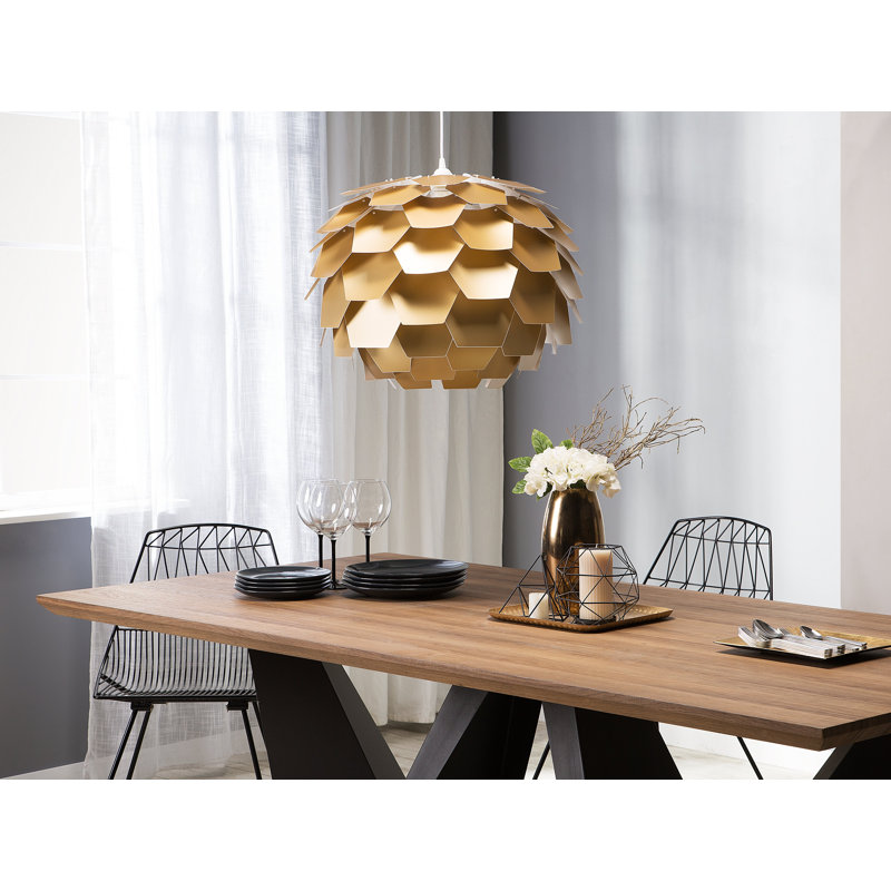 Madisen 1 - Light Gold LED Unique/Statement Pendant, 35cm H x 45cm W x 45cm D