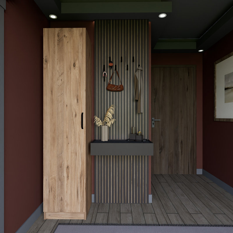 Berend 1 Door Manufactured Wood Wardrobe, Walnut