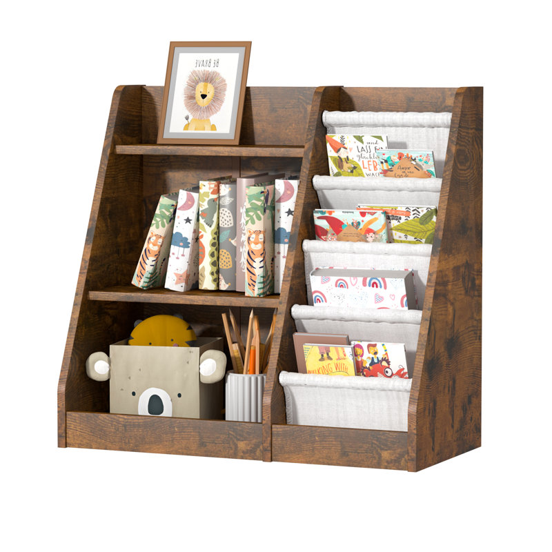 Bathelda Standard Bookcase, Storage Book Rack, Organizer Cabinet, Book Display, Brown/White