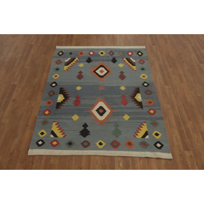 Gray Wool Tribal Kilim Oriental Rug 5x7