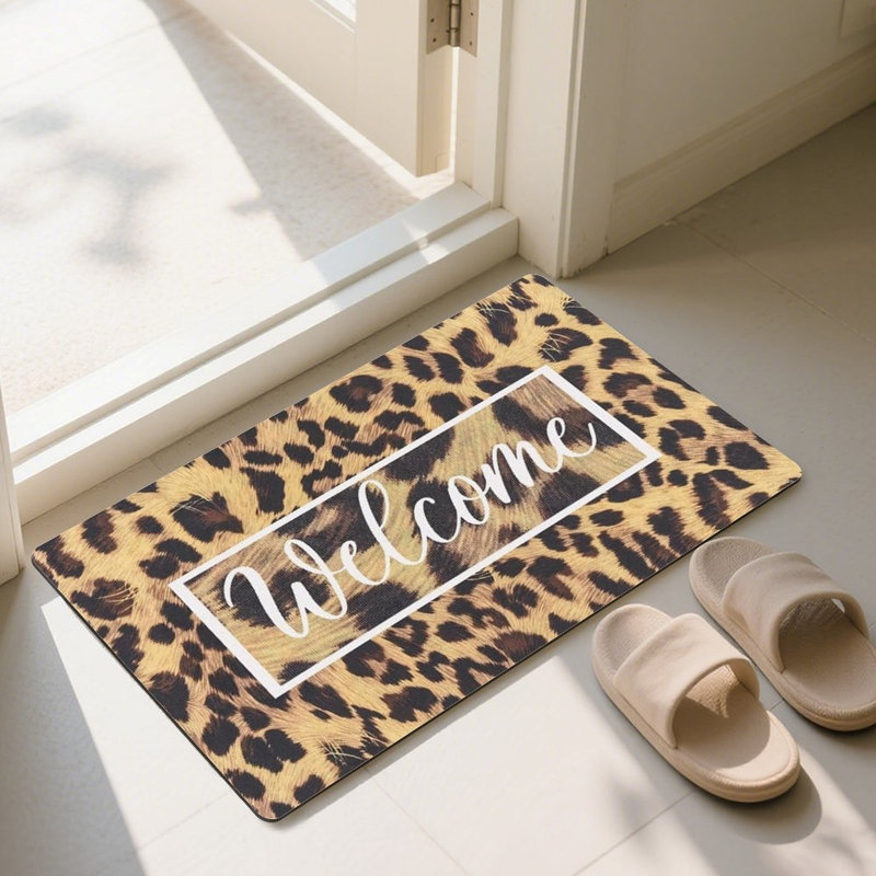 Tapis brun à imprimé léopard 24 po x 36 po, décoration intérieure pour entrée et porche