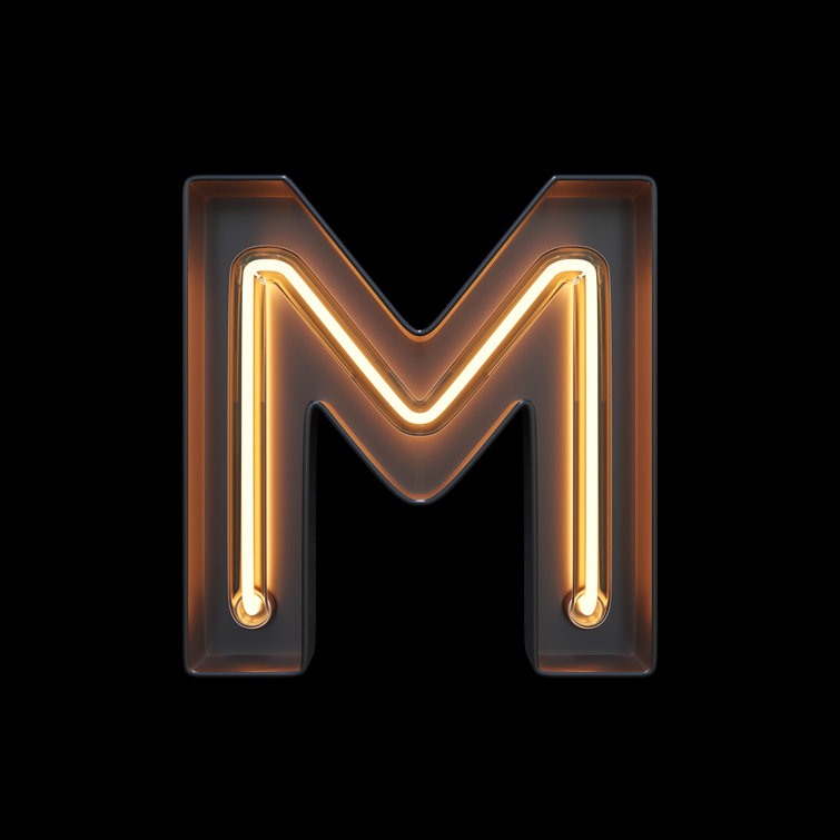 Neon Light Alphabet M With Clipping Path by Sarawuth702 - Wrapped Canvas Print