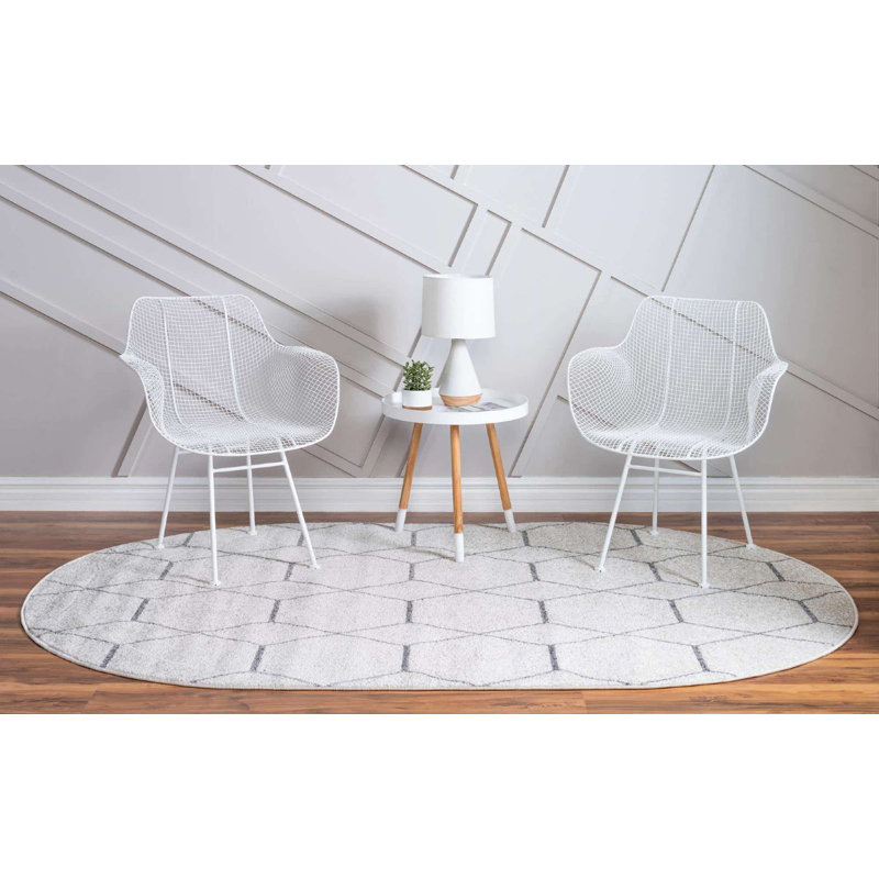 Tapis contemporain Tellaro de couleur crème, Ovale 7 pi 10 po x 10 pi