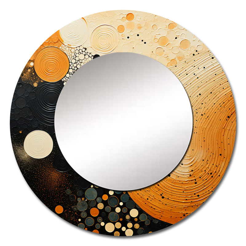 Miroir mural orange et noir Mid Century Organic Harmony - Midcentury, 23 po x 23 po