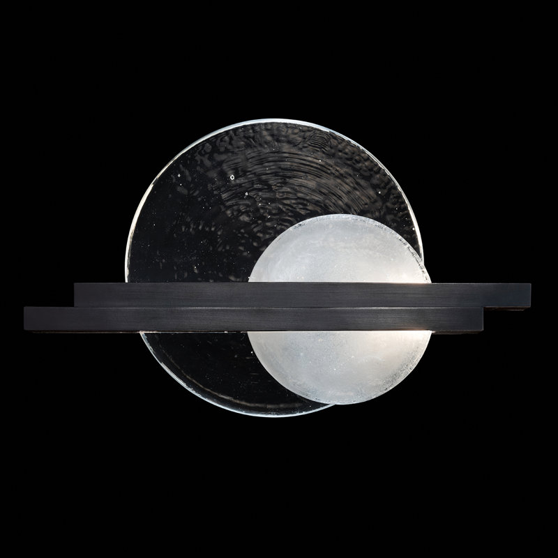 Selene Wrought Iron LED Flush Mounted Sconce, Black, 12.75" H x 21" W x 3.75" D