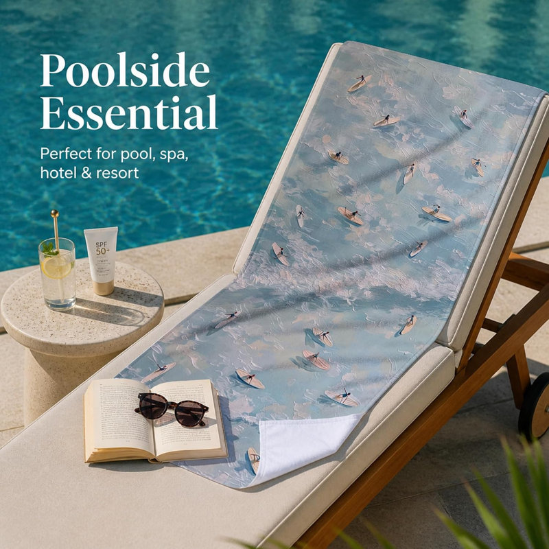 Serviette de plage côtière surfant sur la plage, cadeaux de serviettes de plage surfeuses bleues pour femmes hommes