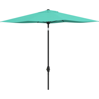 6.5' X 10' Rectangular Outdoor Sunshade Umbrella, Protected, Easy Crank & Tilt , Teal Table Umbrella , 50+ Protection, Operation With Function,