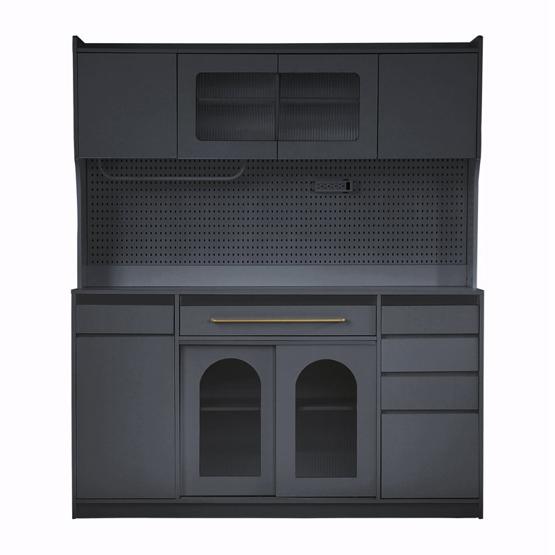 Freestanding 63'' W Buffet With Hutch, Black
