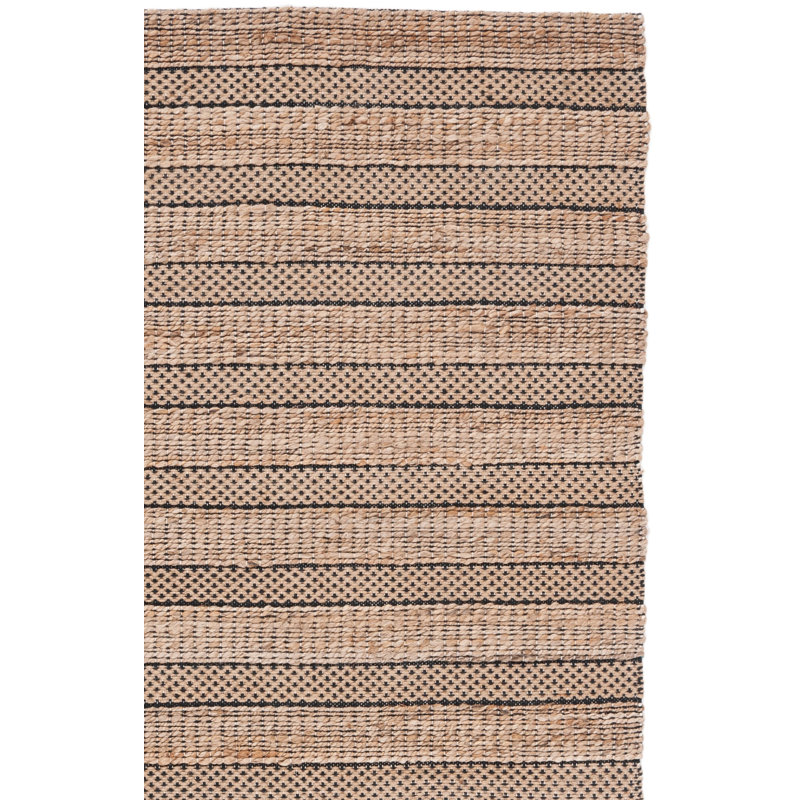 Sonnenberg Striped Flatweave Black/Natural Area Rug, Rectangle 6' x 9'