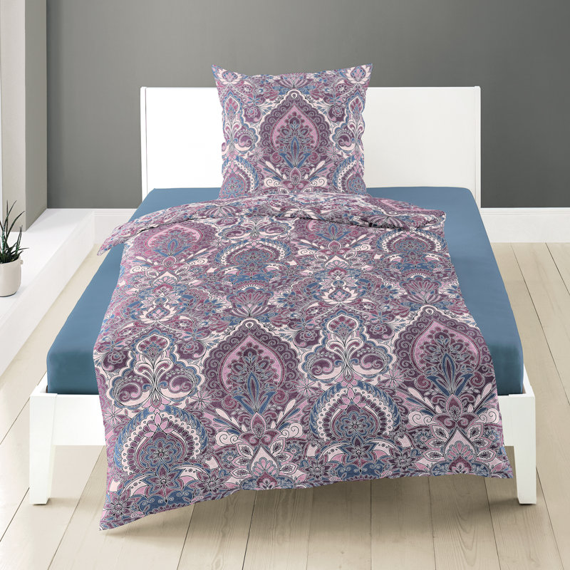 Paisley Duvet Cover Set with Pillowcases Included, Viola, 155 x 220cm Duvet Cover + 1 Pillowcase