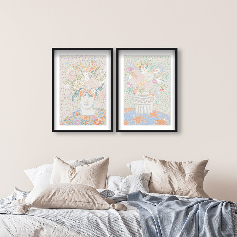 Summer Flourish Set Shadowbox Floral & Botanical Print by Oliver Gal, Black Frame, 10 x 15, 63"H x 43"W, Black Shadowbox