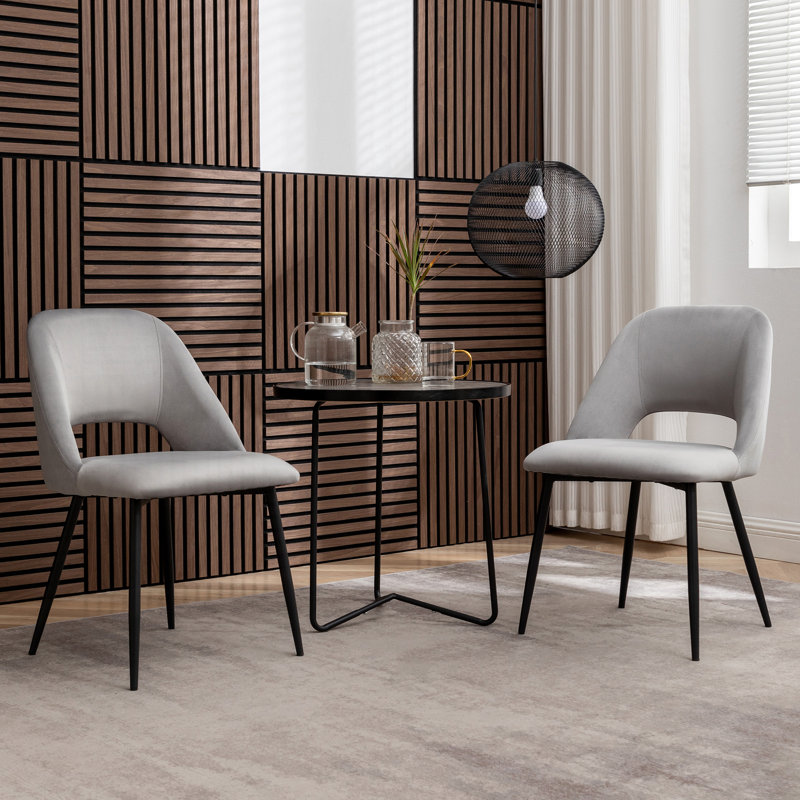 Vendrina Velvet Dining Chair with Steel Legs, Gray