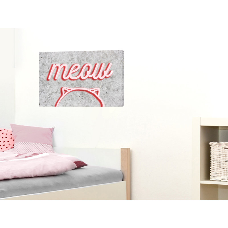 « cats meow néon kitty », art textuel encadré, 10 po x 15 po, Plaque