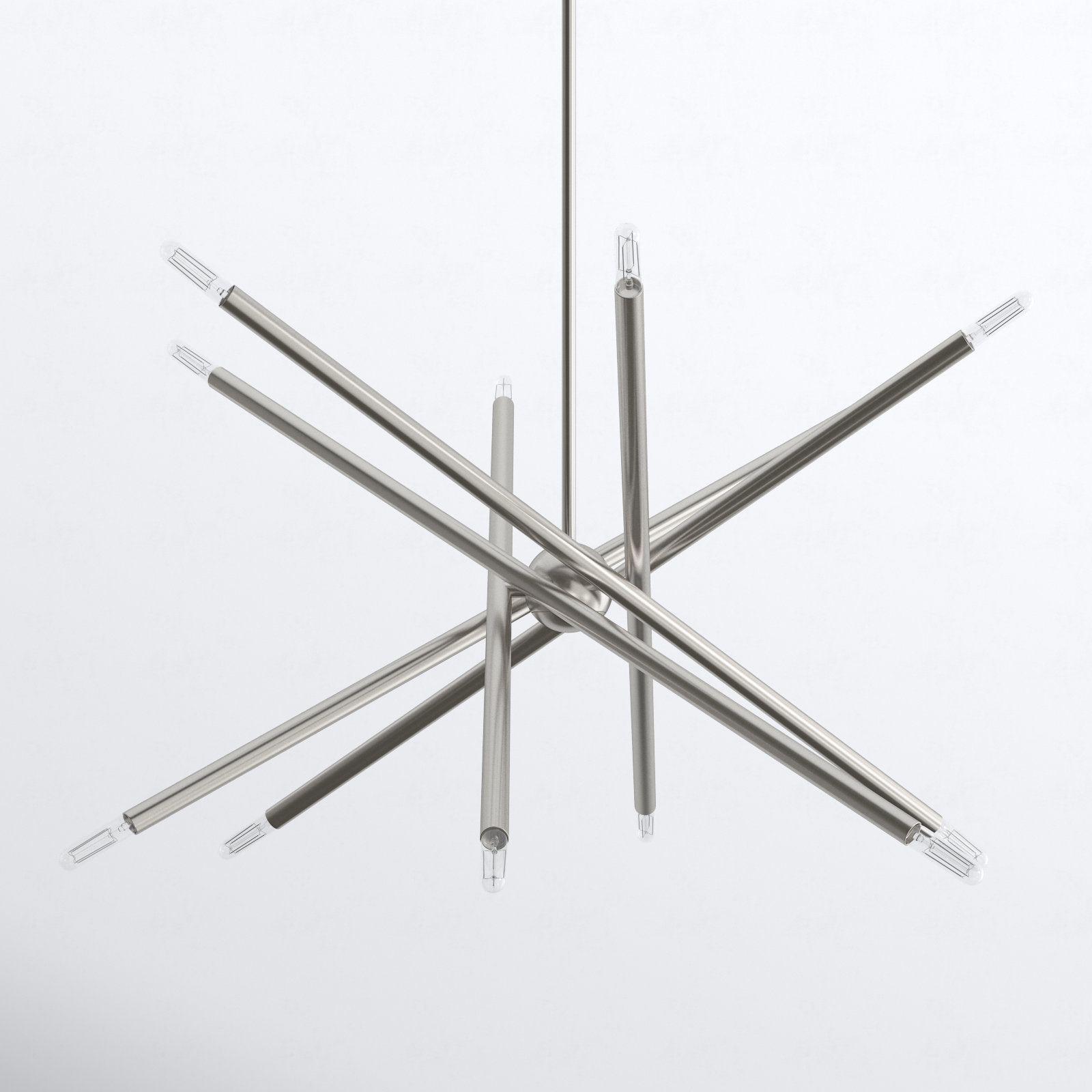 Poco 12 - Light Metal Dimmable Sputnik Chandelier, Brushed Nickel, 20