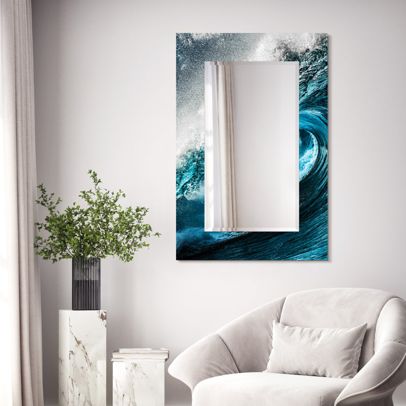 Glass Frame Rectangle Wall Mirror, 48" x 32"