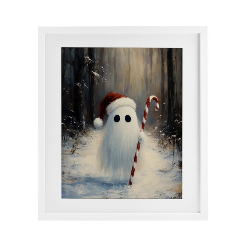 «Candy Cane Forest Ghost», reproduction sous verre encadrée, design par Arlington Prints, H 16 po x l 13 po