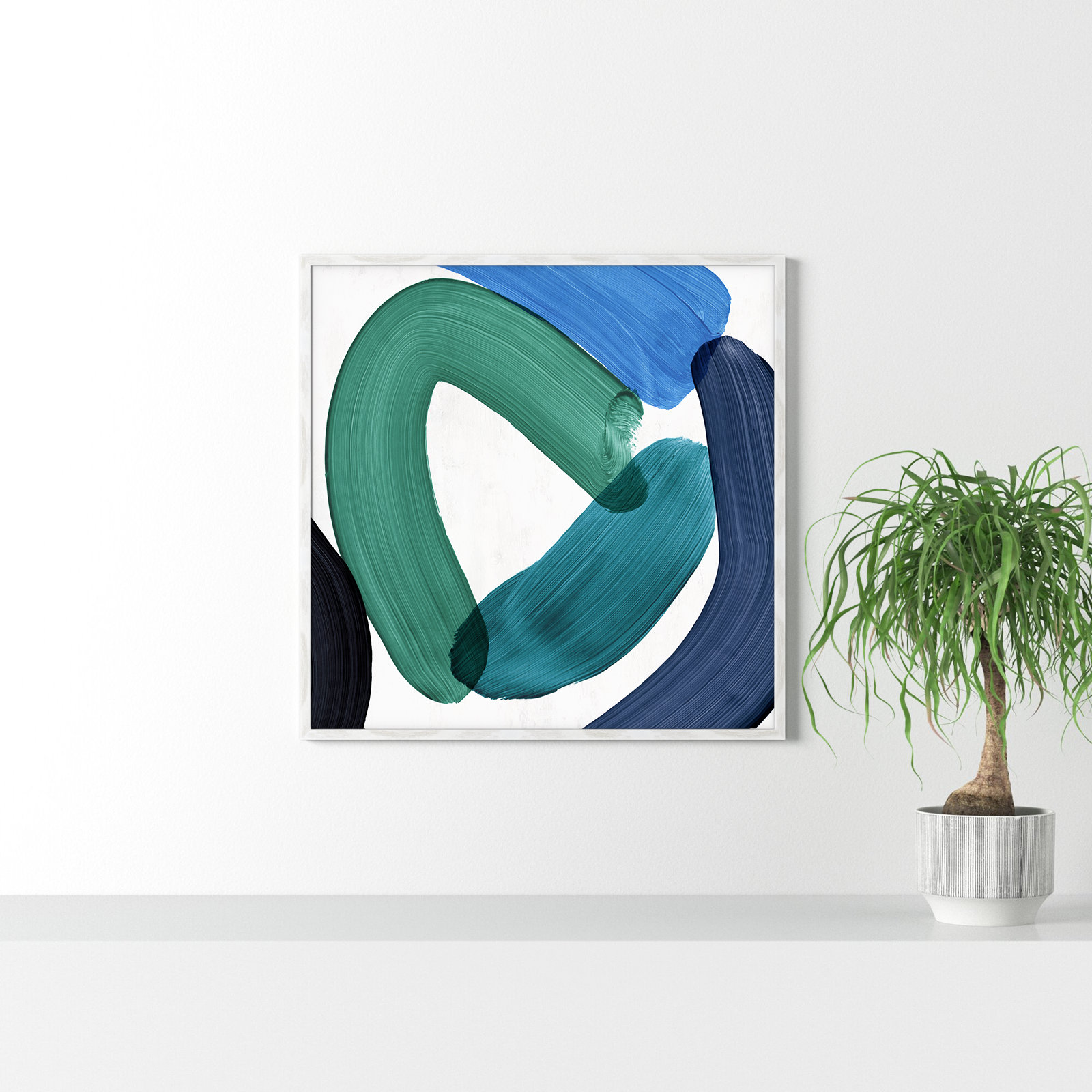 Smooth Bend I Painting, 32" H x 32" W x 0.75" D, White Framed