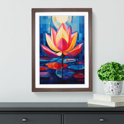 Lotus Flower Constructivism - Single Picture Frame Print on Wood