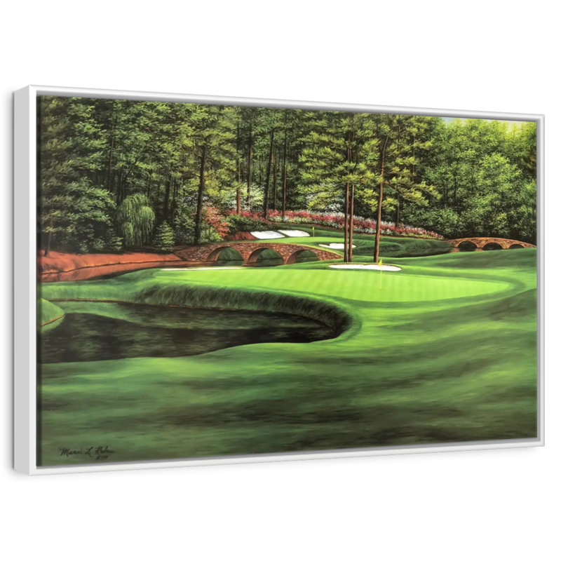 Augusta National 11th Hole I, Cadre flottant blanc, 31 po x 21 po