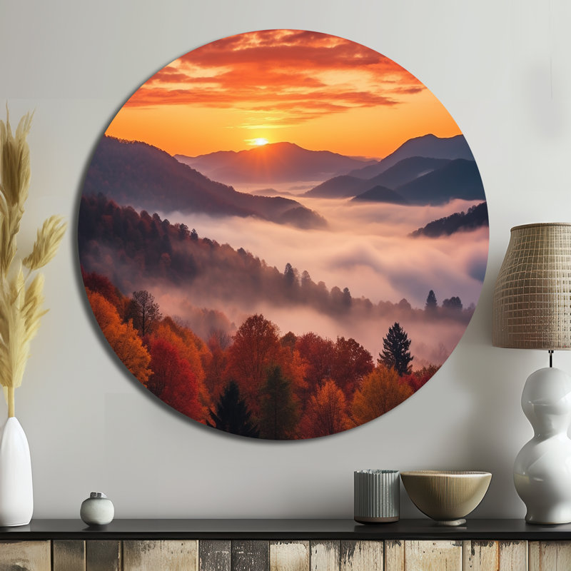 Halema - Paysages, art rond en métal, H 29 po x l 29 po