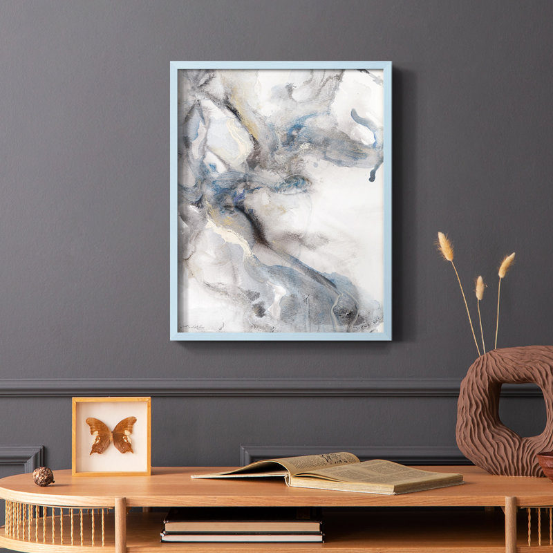 Marble Trance, reproduction encadrée - bois massif, Bleu, H 10 po x l 8 po