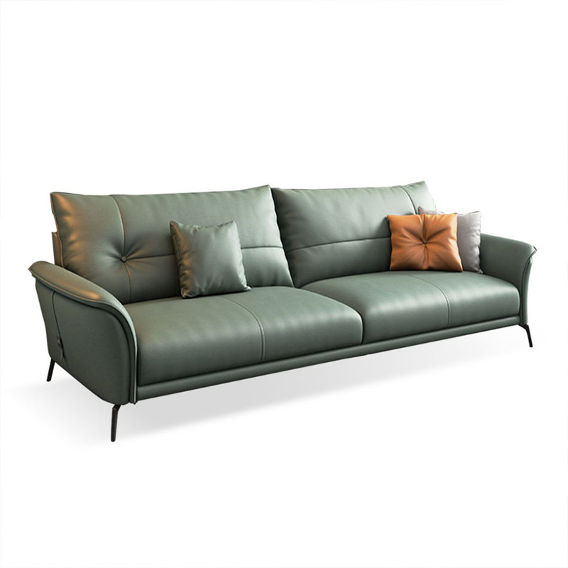 Causeuse-coussin standard en cuir véritable vert clair, H 32,28 po x l 85,83 po x P 35,43 po, Vert clair