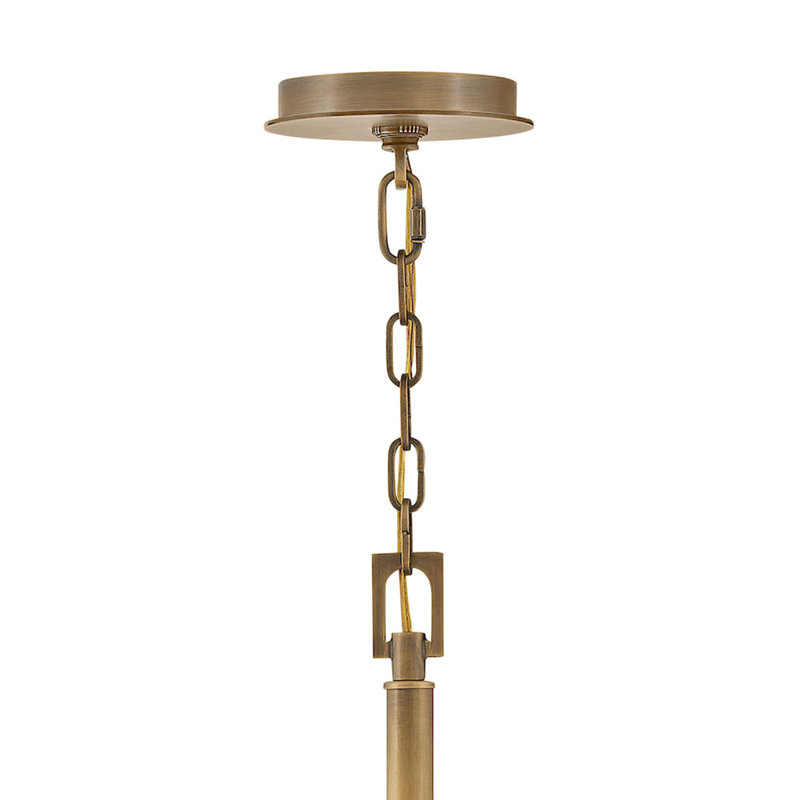 Lustre à six lumières avec abat-jour en papier naturel Fenwick, Laiton héritage